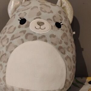Squishmallows Grey Leopard Plush Shimmer Ears Snow Leopard Stuffed Animal